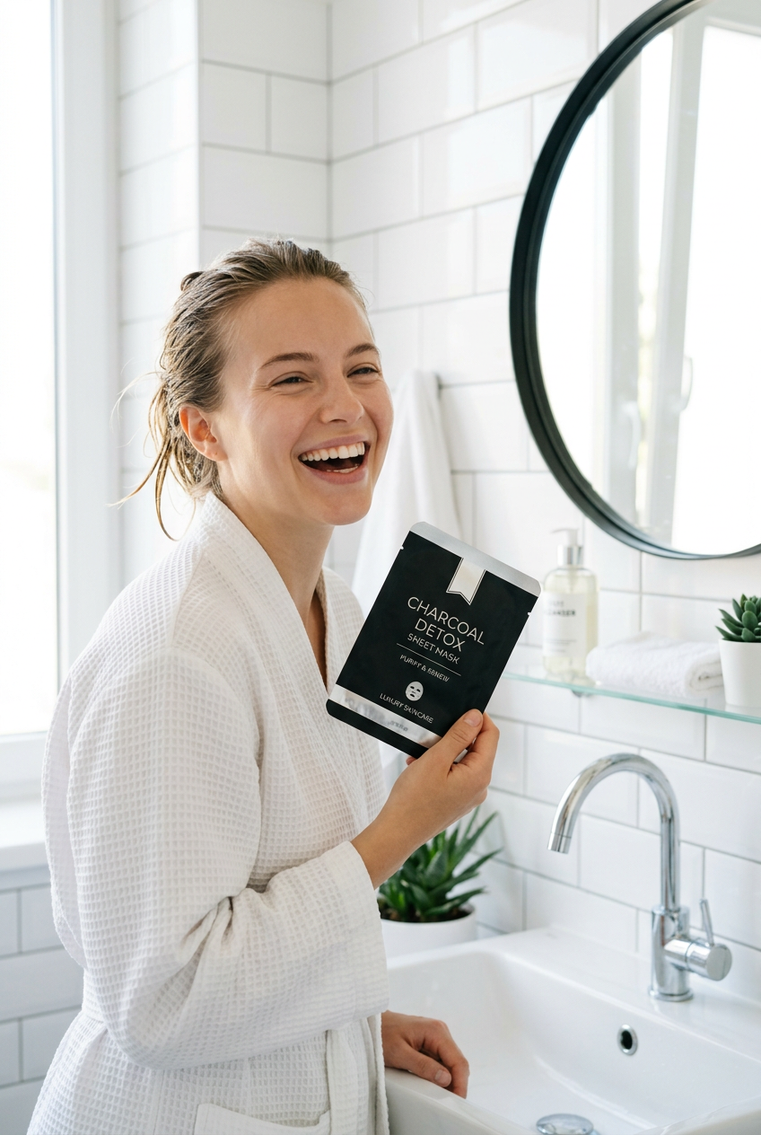 European Model with PureChar Detox Mask - Modern Bathroom