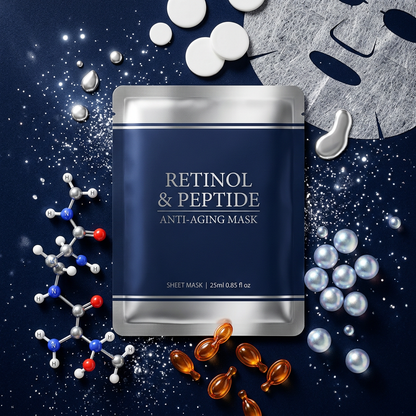 RetinLab A-Renewal Mask - Flat Lay with Scientific Ingredients