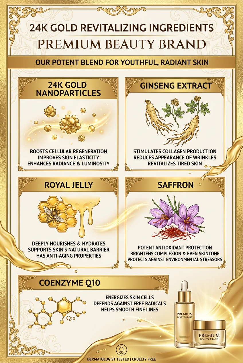 24K Gold Revival Ingredients Infographic