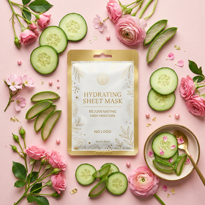 Sheet Mask Flat Lay with Ingredients